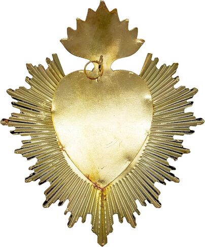 زينة حائط على شكل قلب من Milagro Ex Voto | ديكور منزلي جميل على شكل قلب مقدس | هدية كاثوليكية عظيمة للمناولة المقدسة الأولى والتثبيت | 5.25 بوصة طول | مساحة مدلاة للحلي الصغيرة in Saudi Arabia