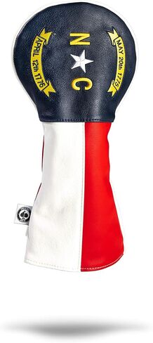Pins & Aces North Carolina Tribute Premium Golf Club Head Cover - Premium, Hand-Made Leather Headcover - NC Flag Styled, Tour Quality Golf Club Cover - Style & Customize Your Golf Bag in Saudi Arabia