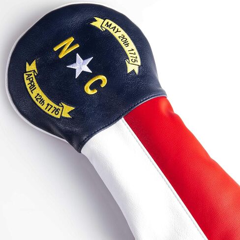 Pins & Aces North Carolina Tribute Premium Golf Club Head Cover - Premium, Hand-Made Leather Headcover - NC Flag Styled, Tour Quality Golf Club Cover - Style & Customize Your Golf Bag in Saudi Arabia