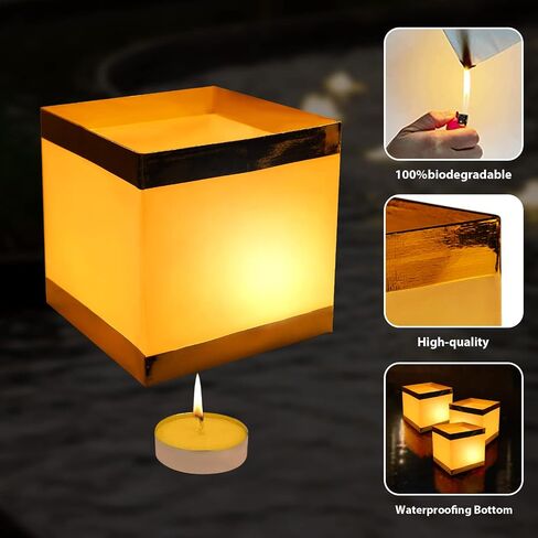 12Pack Reusable Floating Water Lanterns, Square Lanterns with LED Flameless Candles,Table Lanterns Decorative Outdoor for Weeding,Lawn,Pool ,Wishing in Saudi Arabia