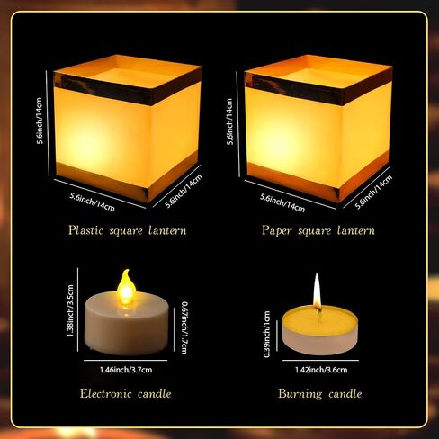 12Pack Reusable Floating Water Lanterns, Square Lanterns with LED Flameless Candles,Table Lanterns Decorative Outdoor for Weeding,Lawn,Pool ,Wishing in Saudi Arabia