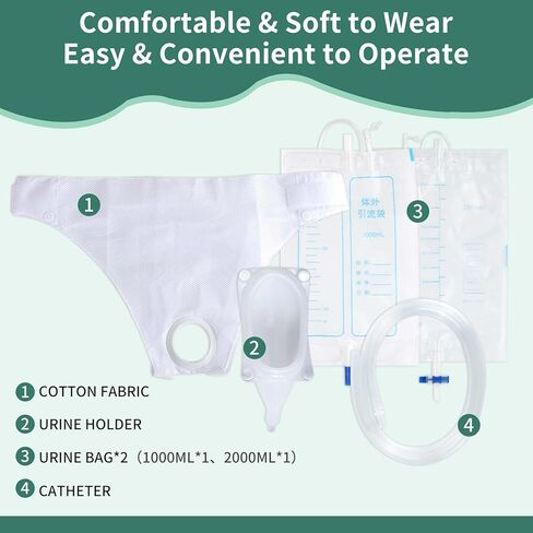 Urine Collection Bag, Reusable Silicone Urinal for Men Elderly Bedridden Patients Male Urine Collection Bag for Men in Kuwait