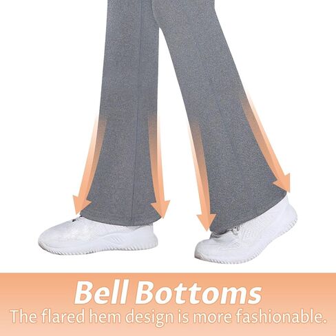 Girls' Leggings Cross Flare Pants Black High Waist Soft Stretchy Full Length Yoga Bootcut Pants for Kids Teens Dance in Saudi Arabia