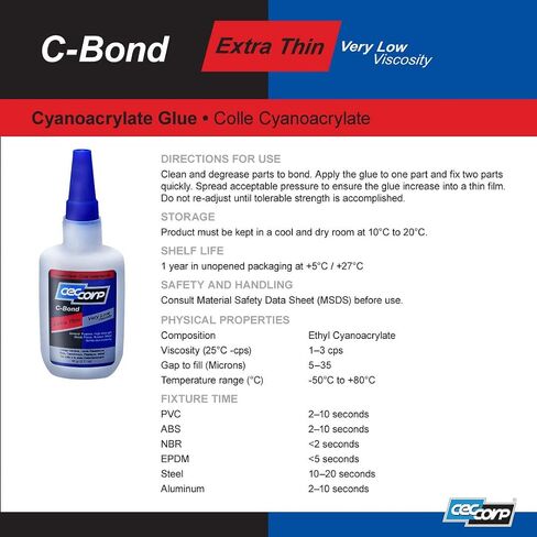 CECCORP Super Glue - C-Bond Extra Thin, 35.27 oz (1 kg), Very Low Viscosity Cyanoacrylate Adhesive, Clear CA Glue for All Purposes in Saudi Arabia