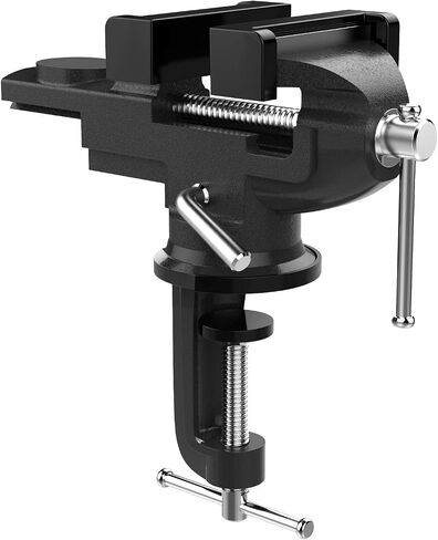 Nuovoware Table Vise 3 بوصة، قاعدة دوارة 360 درجة عالمية Home Vise Portable Bench Clamp، Clamp-on Vise Bench Clamps أداة ثابتة لأعمال النجارة، والأعمال المعدنية، وقنوات القطع، والحفر، والنشر، باللون الأزرق in Kuwait