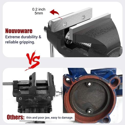 Nuovoware Table Vise 3 بوصة، قاعدة دوارة 360 درجة عالمية Home Vise Portable Bench Clamp، Clamp-on Vise Bench Clamps أداة ثابتة لأعمال النجارة، والأعمال المعدنية، وقنوات القطع، والحفر، والنشر، باللون الأزرق in Kuwait