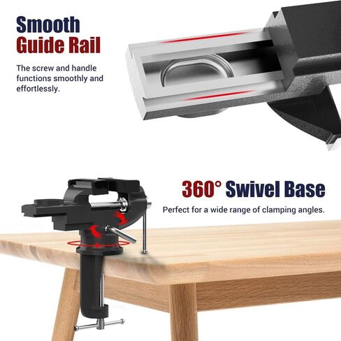 Nuovoware Table Vise 3 بوصة، قاعدة دوارة 360 درجة عالمية Home Vise Portable Bench Clamp، Clamp-on Vise Bench Clamps أداة ثابتة لأعمال النجارة، والأعمال المعدنية، وقنوات القطع، والحفر، والنشر، باللون الأزرق in Kuwait