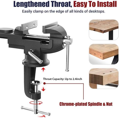 Nuovoware Table Vise 3 بوصة، قاعدة دوارة 360 درجة عالمية Home Vise Portable Bench Clamp، Clamp-on Vise Bench Clamps أداة ثابتة لأعمال النجارة، والأعمال المعدنية، وقنوات القطع، والحفر، والنشر، باللون الأزرق in Kuwait