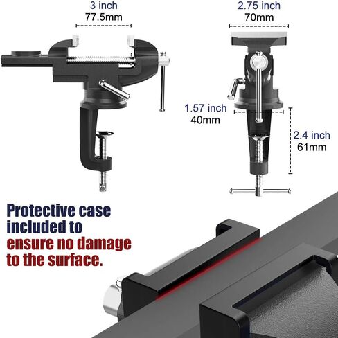 Nuovoware Table Vise 3 بوصة، قاعدة دوارة 360 درجة عالمية Home Vise Portable Bench Clamp، Clamp-on Vise Bench Clamps أداة ثابتة لأعمال النجارة، والأعمال المعدنية، وقنوات القطع، والحفر، والنشر، باللون الأزرق in Kuwait