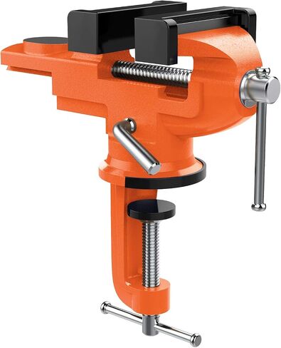 Nuovoware Table Vise 3 بوصة، قاعدة دوارة 360 درجة عالمية Home Vise Portable Bench Clamp، Clamp-on Vise Bench Clamps أداة ثابتة لأعمال النجارة، والأعمال المعدنية، وقنوات القطع، والحفر، والنشر، باللون الأزرق in Kuwait