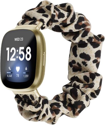 Lijianlan Scrunchie Elastic Watch Band Fit for Fitbit Versa 4/Versa 3/Sense 2/Sense, Soft Cloth Pattern Printed Fabric Wristband Replacement for Fitbit Versa4 Women in Saudi Arabia