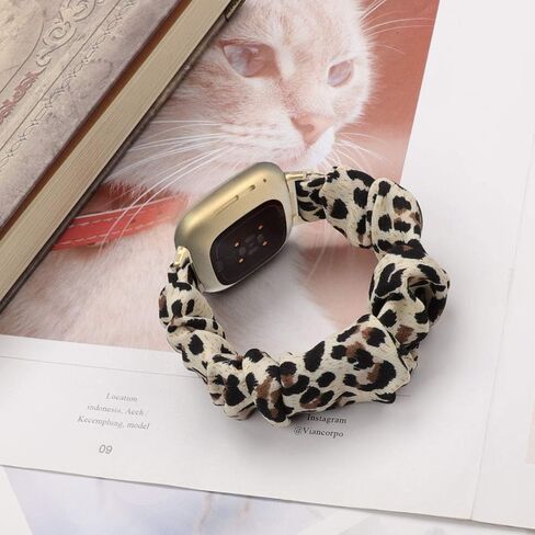 Lijianlan Scrunchie Elastic Watch Band Fit for Fitbit Versa 4/Versa 3/Sense 2/Sense, Soft Cloth Pattern Printed Fabric Wristband Replacement for Fitbit Versa4 Women in Saudi Arabia