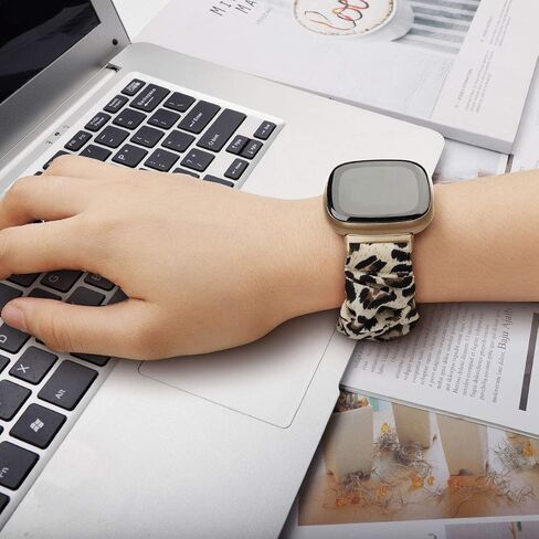 Lijianlan Scrunchie Elastic Watch Band Fit for Fitbit Versa 4/Versa 3/Sense 2/Sense, Soft Cloth Pattern Printed Fabric Wristband Replacement for Fitbit Versa4 Women in Saudi Arabia