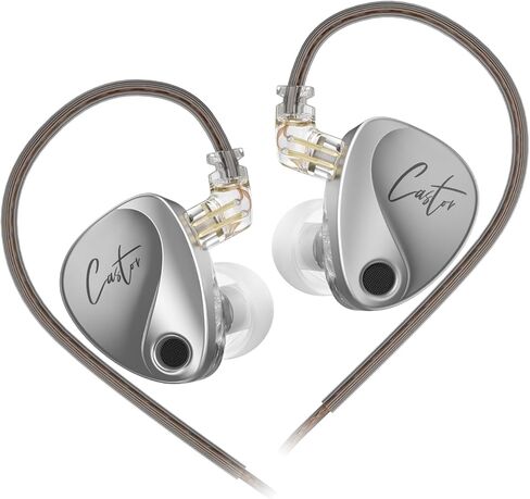 KZ Castor in Ear Monitor Headphones, HiFi Improved Bass in-Ear Earphone Sound Tuning Noise Isolating IEM, Dual-Dynamic Driver Wired Earbuds, 2PIN-C Detachable Cable in Kuwait