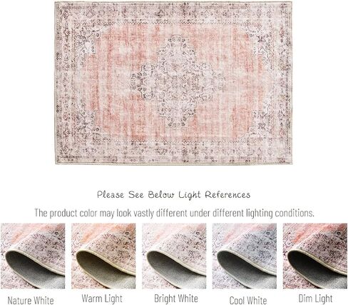 Washable Vintage Rug 2x3 Entrance Rug Non-Slip Indoor Doormat, Bedroom Kitchen Entrance Bathroom Boho Small Rugs (Pink Rug) in Saudi Arabia