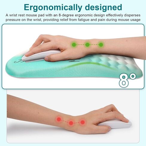 Ergonomic Wrist Mouse Pad with Massage Design, Wrist Rest Pain Relief Mousepad with Memory Foam Non-Slip PU Base, Mouse Pad with Wrist Support for Wireless Mouse & Desk, Black A in Saudi Arabia