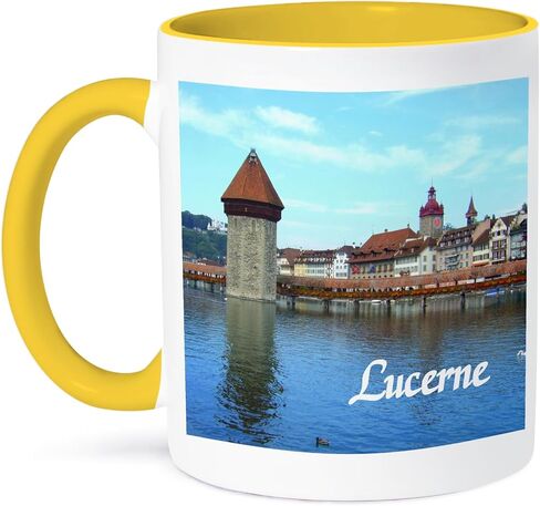 3dRose Lucerne-Town in Switzerland-Medieval Style Stone Tower Bridge Over Swiss Lake Mug, 11 oz, Ceramic in Saudi Arabia