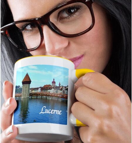 3dRose Lucerne-Town in Switzerland-Medieval Style Stone Tower Bridge Over Swiss Lake Mug, 11 oz, Ceramic in Saudi Arabia