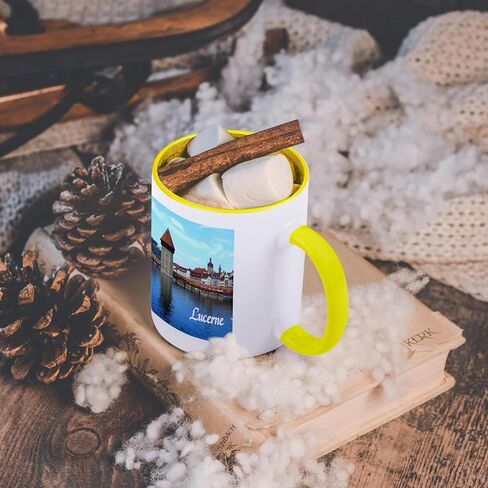 3dRose Lucerne-Town in Switzerland-Medieval Style Stone Tower Bridge Over Swiss Lake Mug, 11 oz, Ceramic in Saudi Arabia