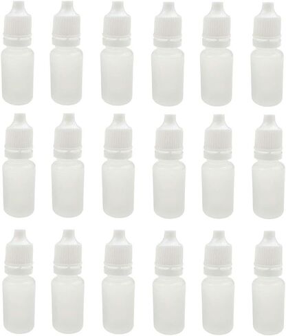 50 قطعة من زجاجة قطارة بلاستيكية فارغة قابلة لإعادة الملء وقابلة للعصر، حاوية قطارة سائلة للعين، حامل قارورة مع أغطية لولبية ومقابس لقطرات مختبر كاشف الزيوت العطرية التجميلية 15 مل/0.5 أونصة in Kuwait