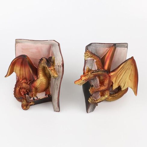 Dragon Decorative Bookend, 1 Pair Vintage Shelf Decor, Gothic Dragon Bookends, Medieval Evil Dragon Book Ends, Dragon Bookshelf Decorations, Gold Copper in Saudi Arabia