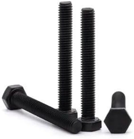 M12-1.75 x 35mm (8 Pcs) Black Hex Bolt, Black Hex Head Screws Bolts, Alloy Steel, Grade 12.9, Black Oxide Finish, Fully Threaded, Standard DIn933 in Kuwait