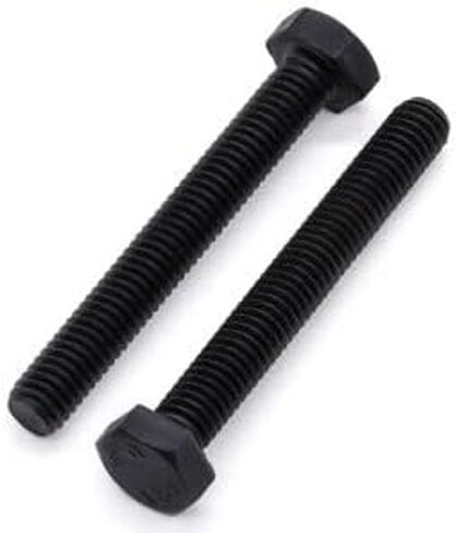 M12-1.75 x 35mm (8 Pcs) Black Hex Bolt, Black Hex Head Screws Bolts, Alloy Steel, Grade 12.9, Black Oxide Finish, Fully Threaded, Standard DIn933 in Kuwait