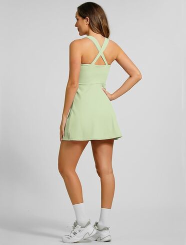 ABOCIW Tennis Dresses for Women with Shorts Scoop Neck Zip Cross Back Exercise Workout Golf Sports Athletic Dress in Saudi Arabia