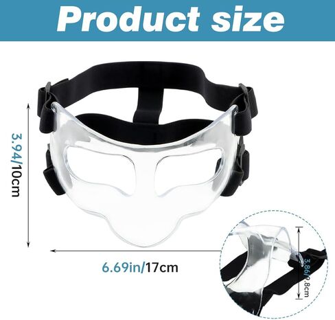 Nose Guard for Broken Nose, Adjustable Face Shield Mask for Soccer and Basketball with Foam Padding, Clear Face Guard Sports, Training Face Mask Nose Protector for Men and Women in Saudi Arabia