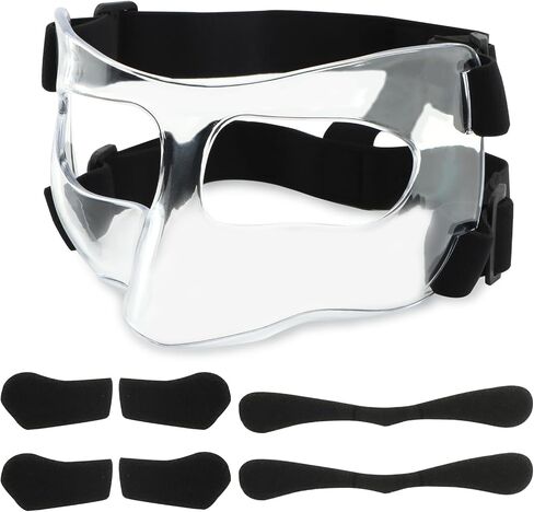 Nose Guard for Broken Nose, Adjustable Face Shield Mask for Soccer and Basketball with Foam Padding, Clear Face Guard Sports, Training Face Mask Nose Protector for Men and Women in Saudi Arabia