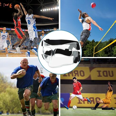 Nose Guard for Broken Nose, Adjustable Face Shield Mask for Soccer and Basketball with Foam Padding, Clear Face Guard Sports, Training Face Mask Nose Protector for Men and Women in Saudi Arabia