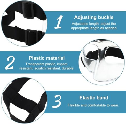 Nose Guard for Broken Nose, Adjustable Face Shield Mask for Soccer and Basketball with Foam Padding, Clear Face Guard Sports, Training Face Mask Nose Protector for Men and Women in Saudi Arabia