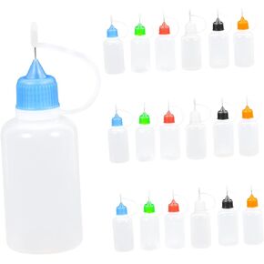 SEWACC 18pcs Long Needle Oil Injection Bottle Glue Precision Tip Squeeze Bottle Precision Tip Bottle Water Bottle Dispenser Applicator Bottle with Tip Liquid Stainless Steel Pointed Mouth