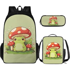 Cute Cat School Bag 3 in 1 for Girls Women Backpack with Lunch Box and Pencil Case for Preschool Kids Sturdy Book Bag with Front Pocket Boys Children Bookbags,Large