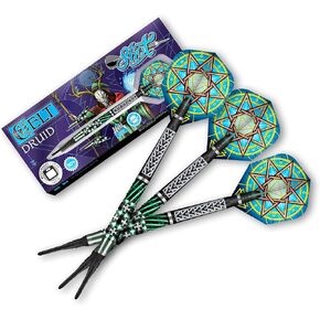 Shot Darts Soft Tip, Celt Druid (18g/20g), 90% Tungsten Barrel, Center weighted, Handcrafted Professional Dart Set & Flights Made in New Zealand, Plastic Tip for Electronic Dartboard