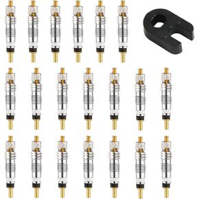 20pcs Valve Core for Presta, Tubeless Valve Core Bike Replacement & Valve Core Dismantle Tool Brass Bicycle Valve Core for Tubeless Road MTB Bike Tires