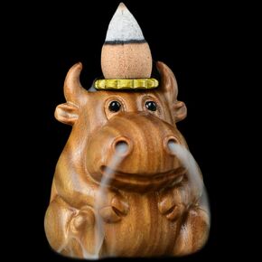OLizee® Wooden Backflow Incense Burner Backflow Incense Holder Incense Cone Burner Incense Cone Holder Desktop Ornament for Home Decoration Groundhog
