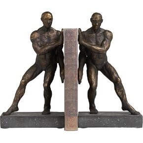 Deco 79 Polystone People Decorative Bookends Non Skid Bookends, Set of 2 Office Bookends5 W, 10" H, Bronze