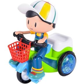 Wokaku Stunt Spin Dance Tricycle Children's Electric Toy with Sound Music Light Toy for Toddler Children Kids 3-12 Years Old, Small
