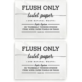 5x7 Inch Flush Only Toilet Paper & Natural Waste Designer Sign ~ Ready to Stick, Lean or Frame ~ Premium Finish, Durable (2)
