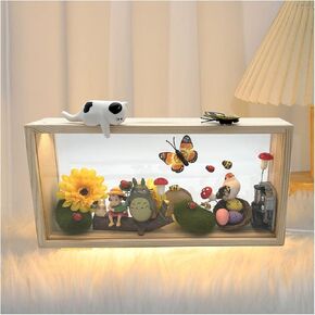 3D Shadow Box 10"X5" Picture Frame LED Night Light Wind Up Music Box, My Neighbor Totor Musical Box with Ornaments for Anime Fans Birthday Christmas Display