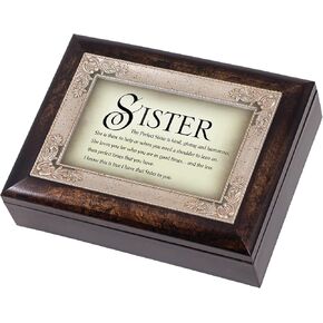 Cottage Garden The Perfect Sister Burlwood Jewelry Music Box Plays Amazing Grace