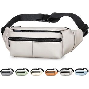 Fanny Packs for Women Plus Size, PU Leather Fanny Pack Running Belt Bag for Women with Card Slots, Black Waist Bags Crossbody Waist Pack Hip Bum Bag for Travel Workout Hiking Disney Beige Brown Green