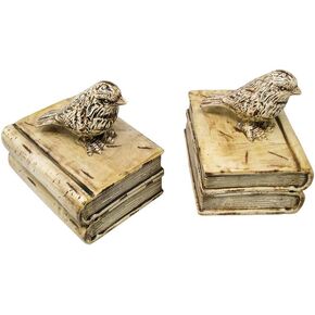 Trademark Innovations Decorative Bird Bookends for Bookshelf, Brown