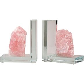 AMOYSTONE Decorative Bookends for Tall Books, Gift Book-ends for Shelves Decorative, L Shape Glass Sturdy Book Ends Purple Fluorite Stone to Holder Books Office Desk Home Decor (1 Pair 4-6 LBS)