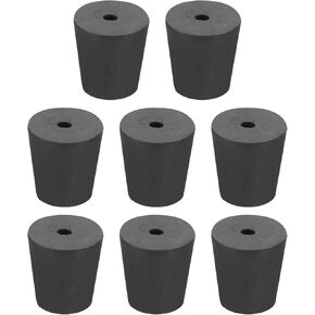 MECCANIXITY Rubber Tapered Plug 10mm to 15mm Solid Test Tubes Bungs Stopper with Hole Black for Lab Home 8 Pieces