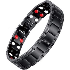 Magnetic Carpal Tunnel Bracelets for Men Pain Relief Magnetic Bracelets, Lymph Drainage Detox Magnetic Bracelet for Men with Adjustable Length Sizing Tool (Black)