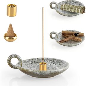 CHAQiWi Cute Incense Holder Burner, Ceramic Palo Santo Holder, Sage Holder for Sage Sticks Cones Candle Matches, Ash Catcher, Meditation Yoga Accessories, Easy to Clean(Heart-Shaped)
