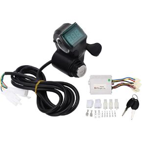 E Bike Controller Kit, 24V 500W Electric Bike Brushed Motor Controller with Thumb Throttle Set for Electric