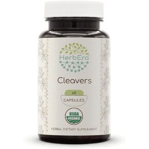 Cleavers USDA Organic 60 Capsules | Natural Herbal Supplement | Certified Organic Vegetarian Capsules and Organic Cleavers (Galium aparine) Dried herb (60 Capsules)